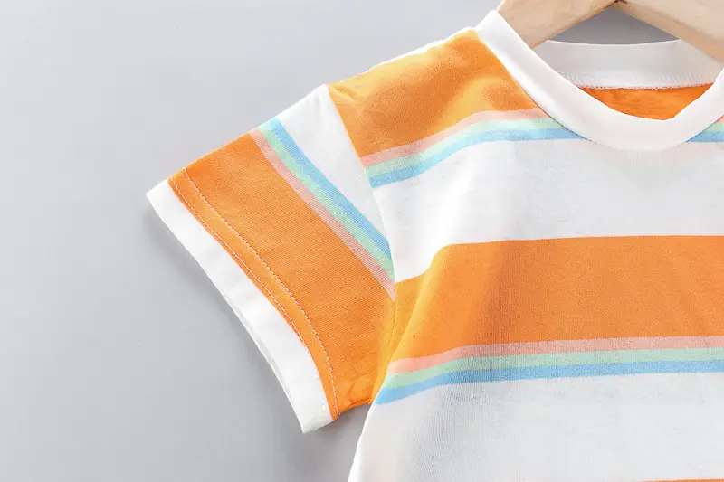 Kids Denim Overalls Rainbow Stripes T-Shirt Set — feature 12