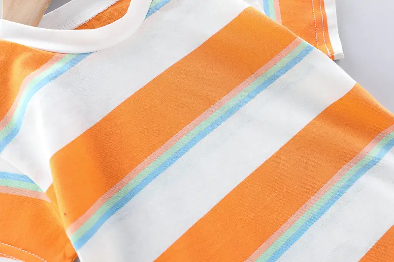 Kids Denim Overalls Rainbow Stripes T-Shirt Set — feature 13