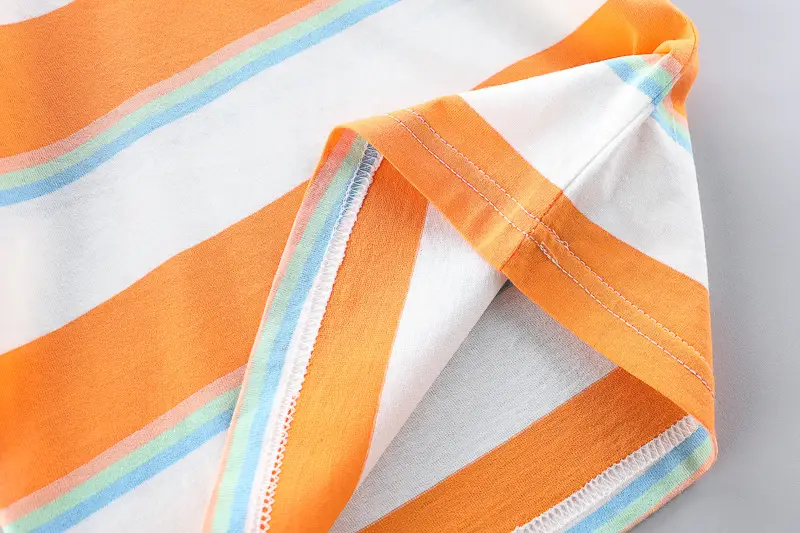 Kids Denim Overalls Rainbow Stripes T-Shirt Set — feature 15