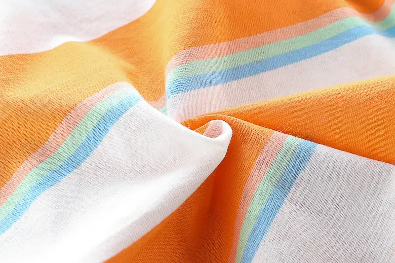 Kids Denim Overalls Rainbow Stripes T-Shirt Set — feature 16