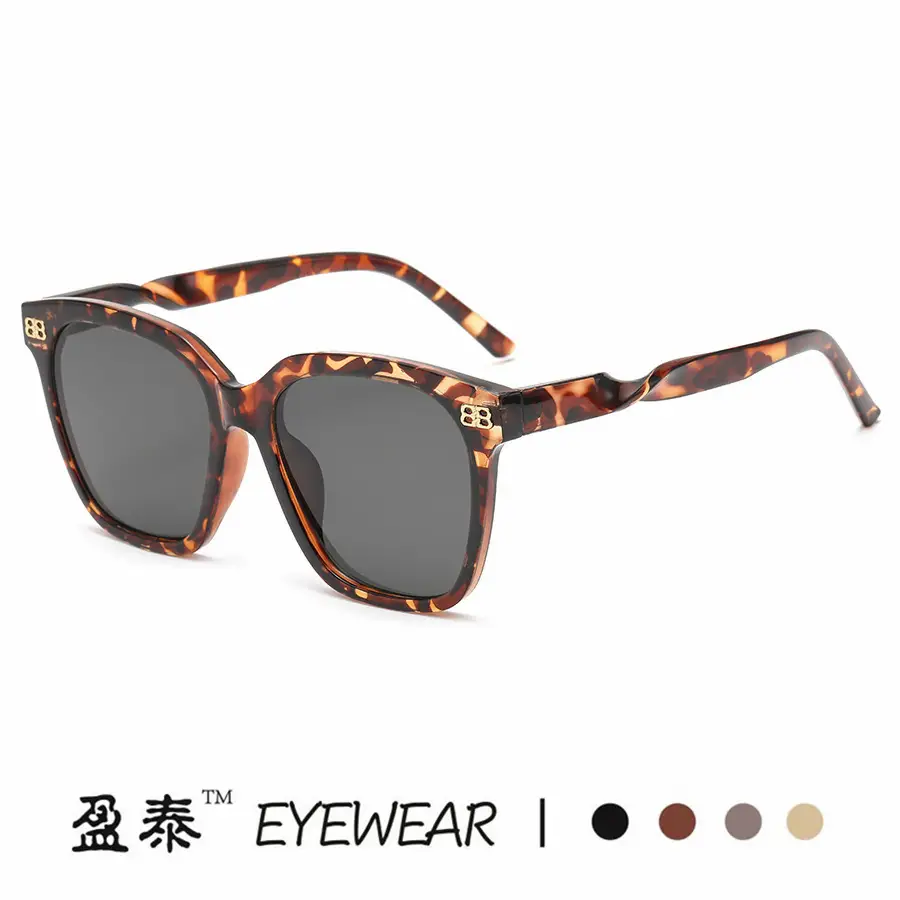 New B Letter Sunglasses Women Square Frame Gold