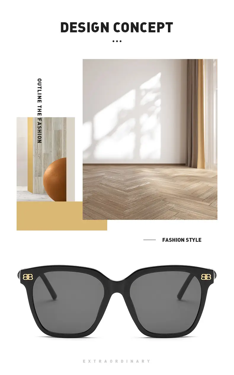 New B Letter Sunglasses Women Square Frame Gold — feature 12