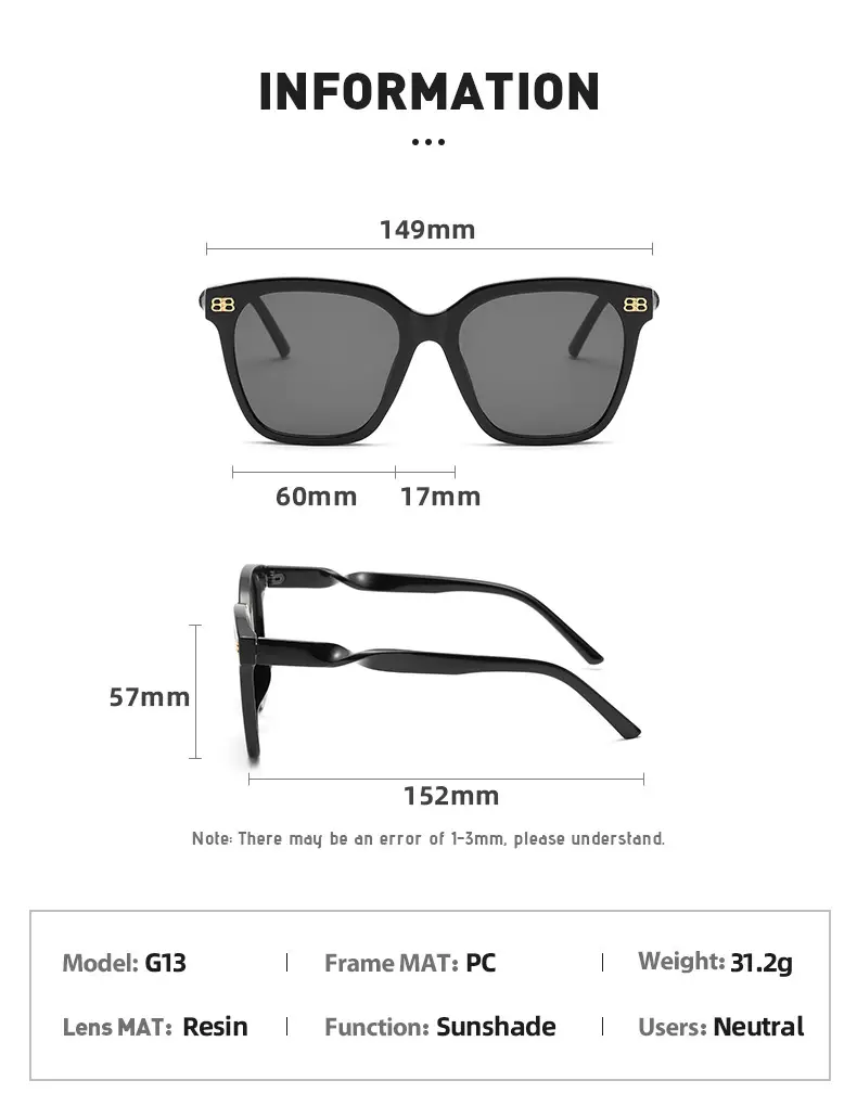 New B Letter Sunglasses Women Square Frame Gold — feature 16