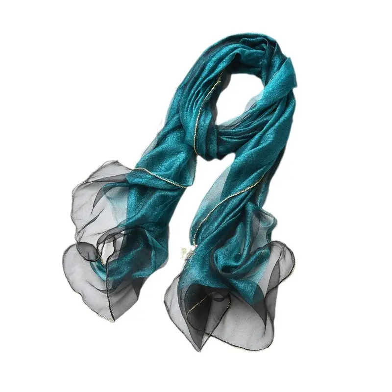 Long Silk Scarf for Women Diamond Edge Organza - Image 22