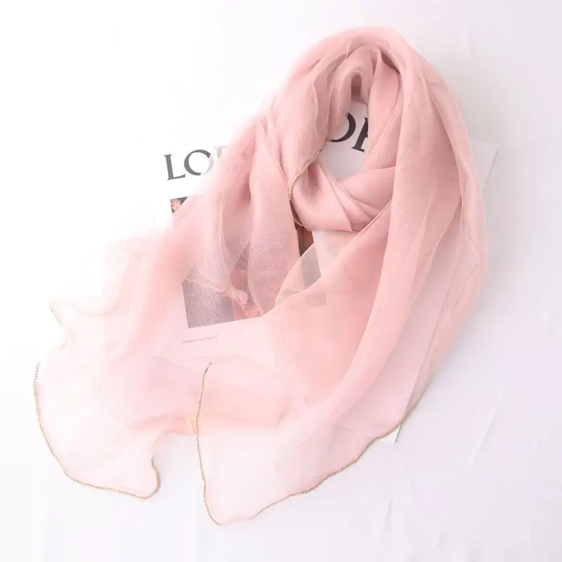 Long Silk Scarf for Women Diamond Edge Organza - Image 16
