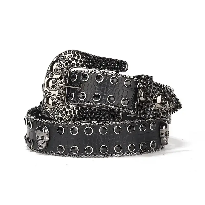 Skull Rhinestone Belt Ghost Head Dazzle Heavy Punk Style — feature 8