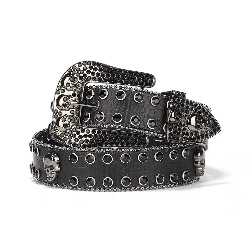 Skull Rhinestone Belt Ghost Head Dazzle Heavy Punk Style - Image 2