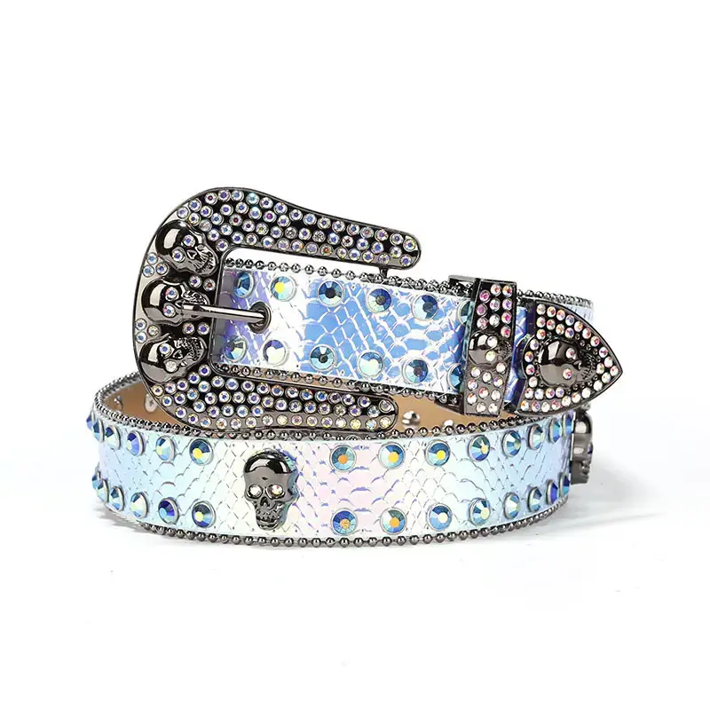 Skull Rhinestone Belt Ghost Head Dazzle Heavy Punk Style - Image 5