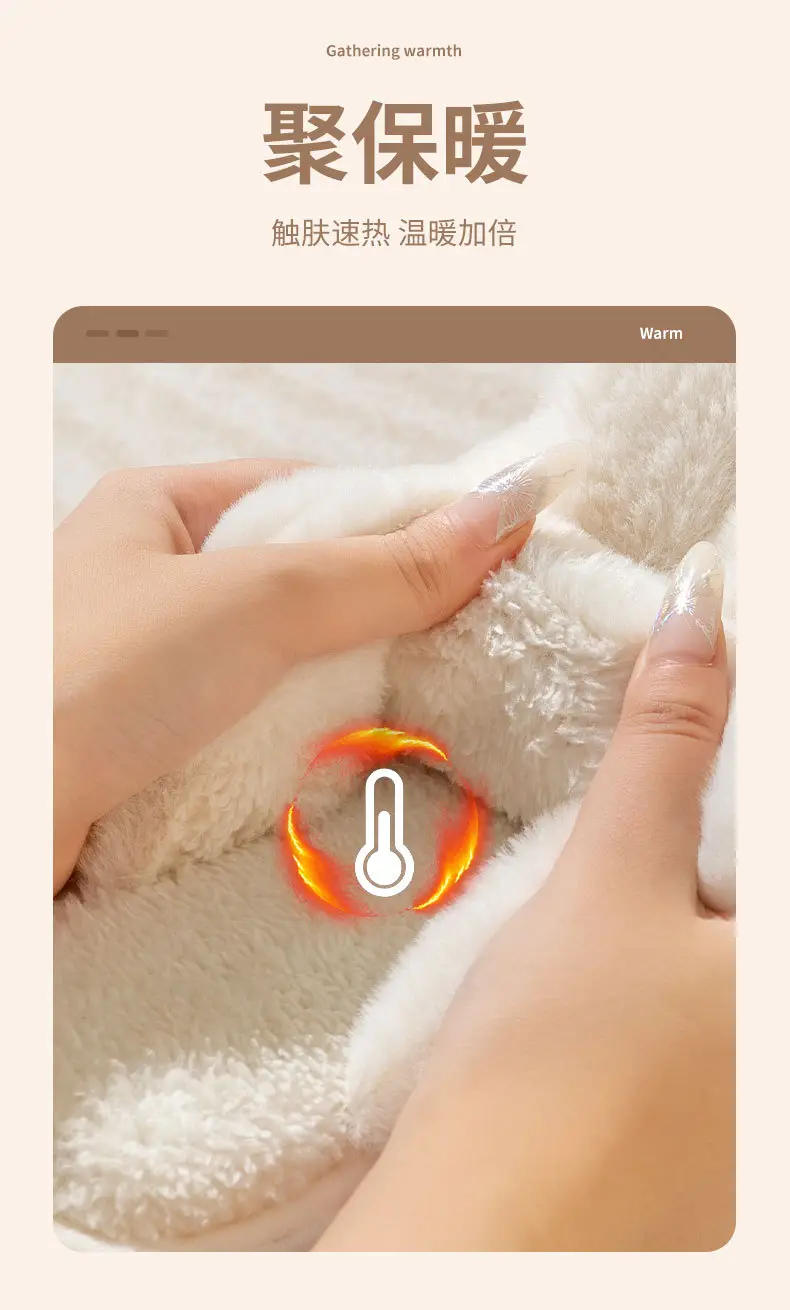 2024 New Women's Shoes Mao Mao Cotton Slippers Couple Moon Plush Rabbit Outer Wear Home Slippers Men's Slippers Korean Style — feature 5
