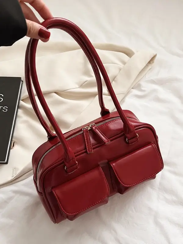 Women's Brown Leather Shoulder Bag 2023 Winter Niche Design - Image 5