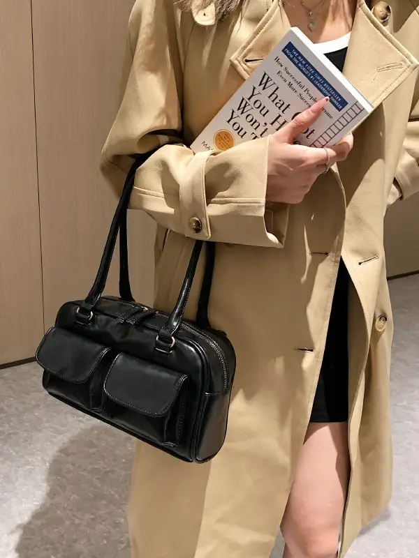 Women's Brown Leather Shoulder Bag 2023 Winter Niche Design - Image 6