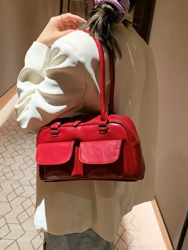 Women's Brown Leather Shoulder Bag 2023 Winter Niche Design - Image 8