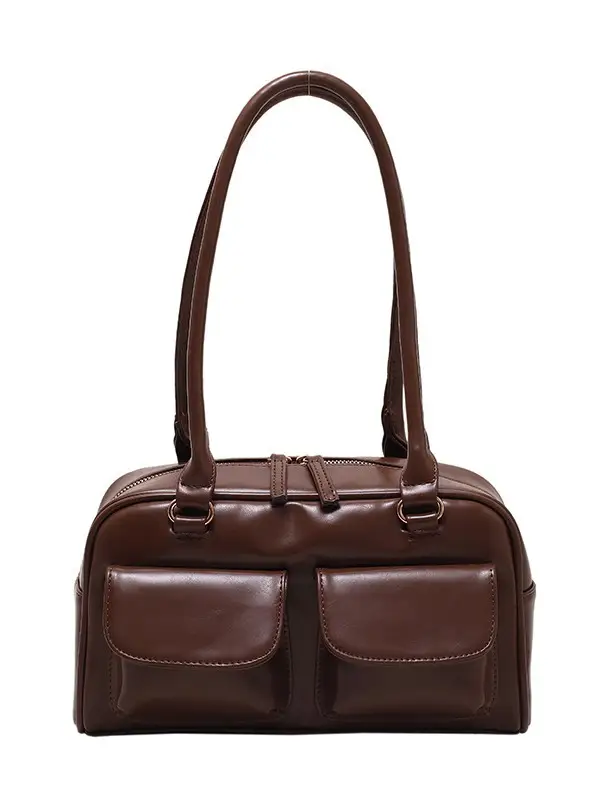 Women's Brown Leather Shoulder Bag 2023 Winter Niche Design - Image 9