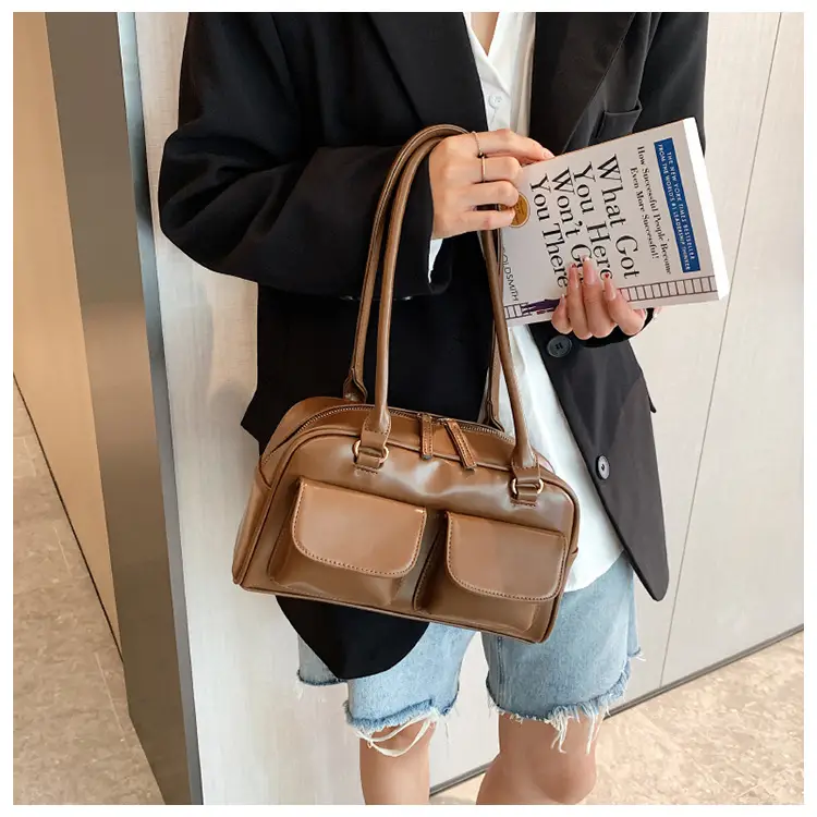 Women's Brown Leather Shoulder Bag 2023 Winter Niche Design โ feature 13