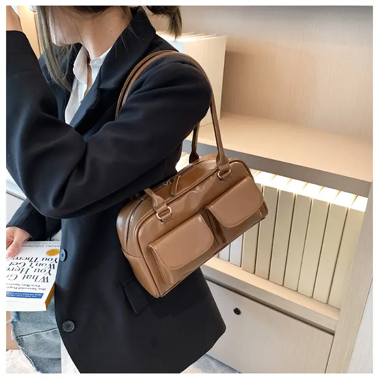 Women's Brown Leather Shoulder Bag 2023 Winter Niche Design โ feature 14