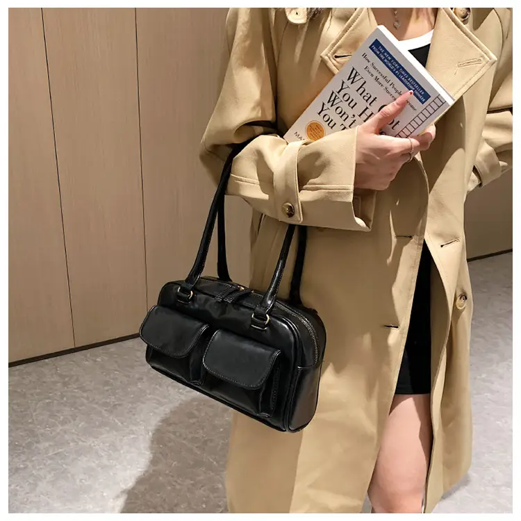 Women's Brown Leather Shoulder Bag 2023 Winter Niche Design โ feature 15