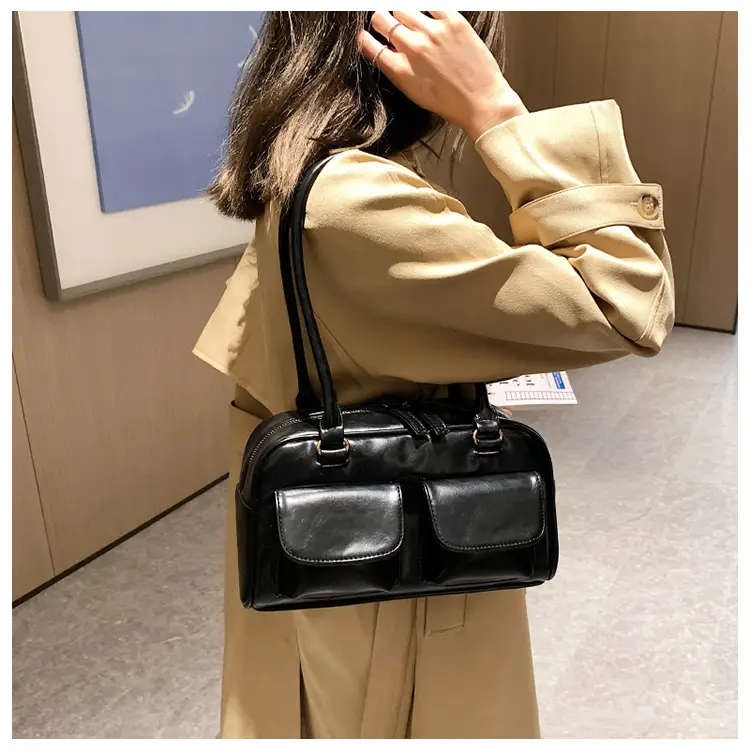 Women's Brown Leather Shoulder Bag 2023 Winter Niche Design โ feature 16