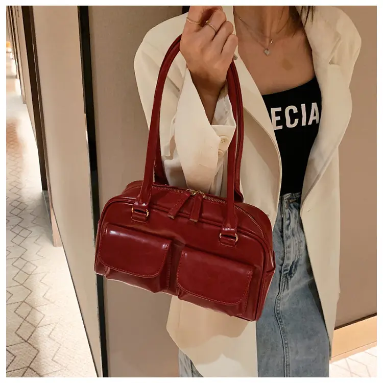 Women's Brown Leather Shoulder Bag 2023 Winter Niche Design โ feature 19