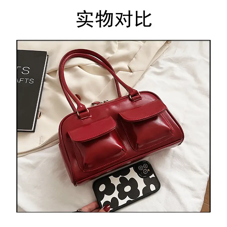 Women's Brown Leather Shoulder Bag 2023 Winter Niche Design โ feature 3