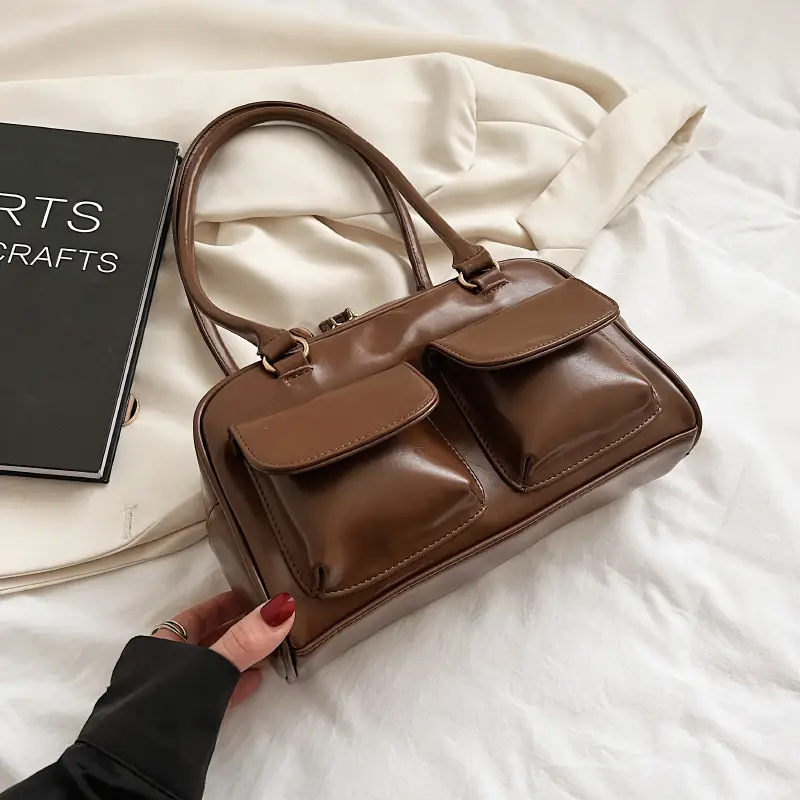 Women's Brown Leather Shoulder Bag 2023 Winter Niche Design - Image 2
