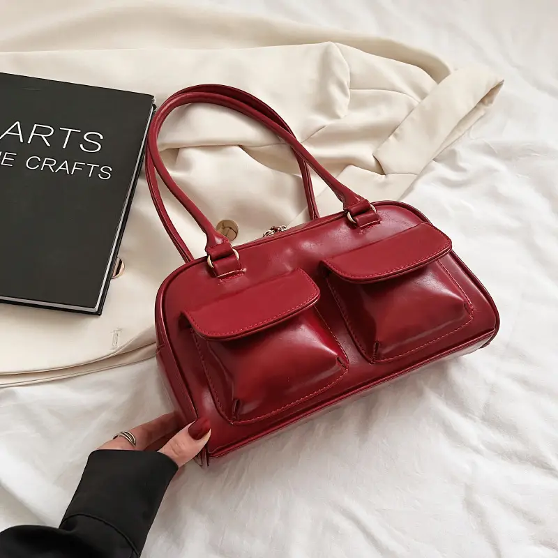 Women's Brown Leather Shoulder Bag 2023 Winter Niche Design - Image 3