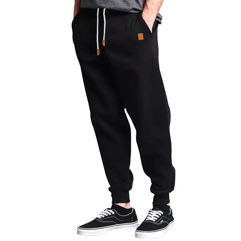 Men Winter Fleece Sweatpants Grey Black Training Leggings - Image 6