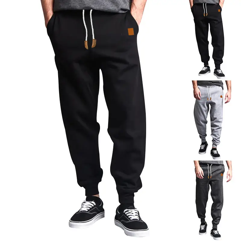 Men Winter Fleece Sweatpants Grey Black Training Leggings — feature 2