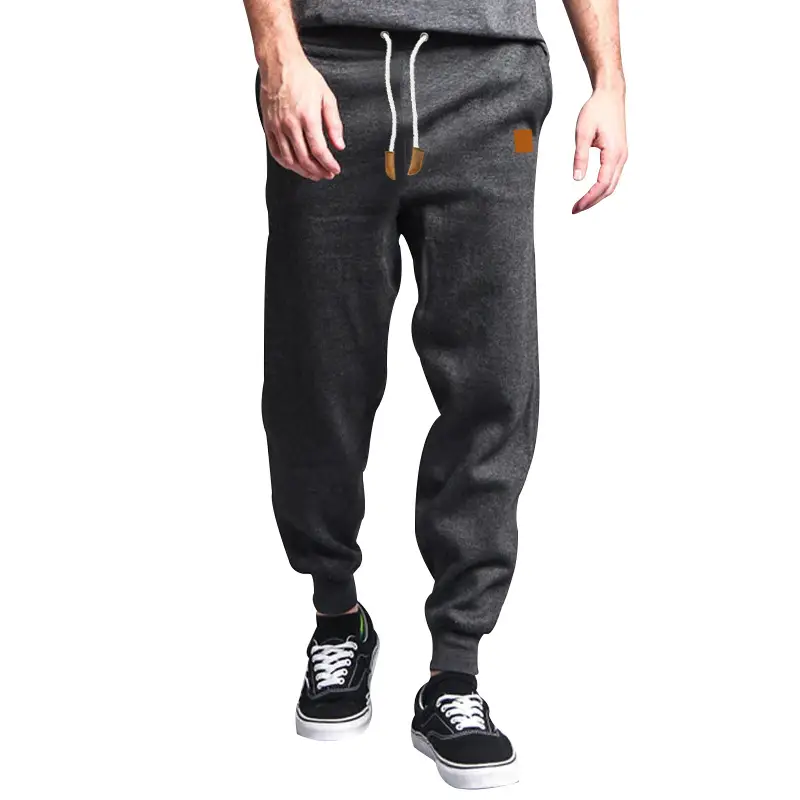 Men Winter Fleece Sweatpants Grey Black Training Leggings — feature 26