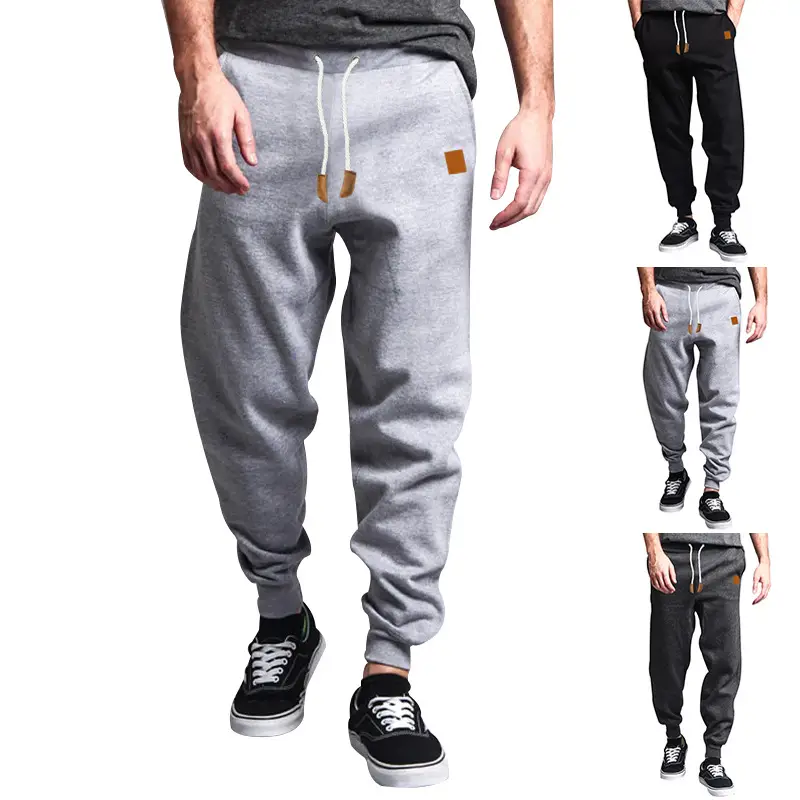 Men Winter Fleece Sweatpants Grey Black Training Leggings — feature 3