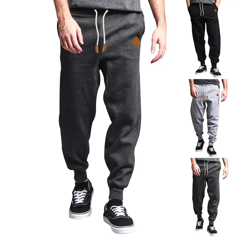 Men Winter Fleece Sweatpants Grey Black Training Leggings — feature 4