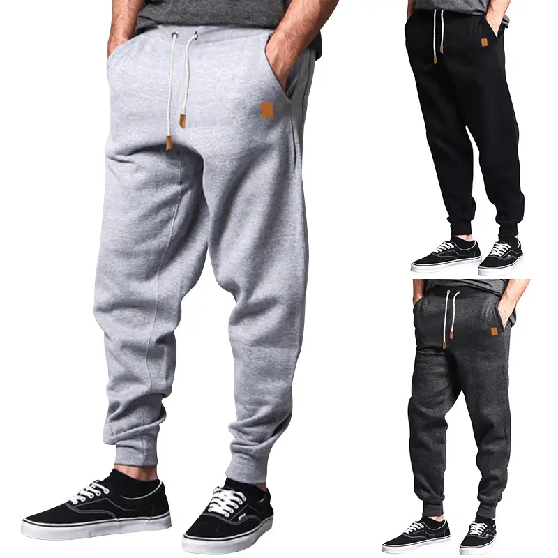 Men Winter Fleece Sweatpants Grey Black Training Leggings — feature 5
