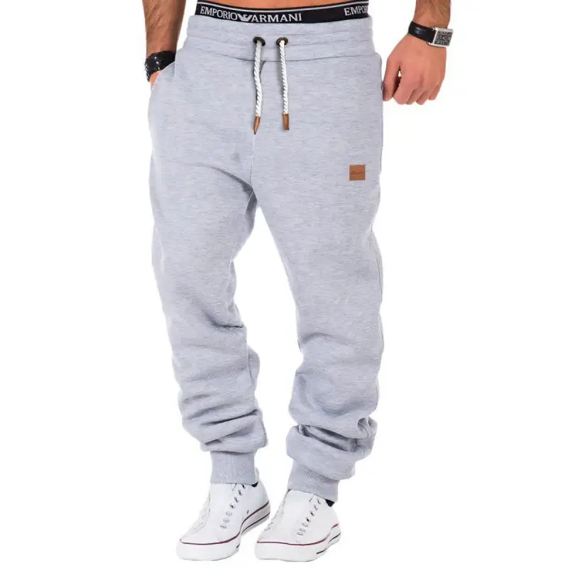 Men Winter Fleece Sweatpants Grey Black Training Leggings - Image 2