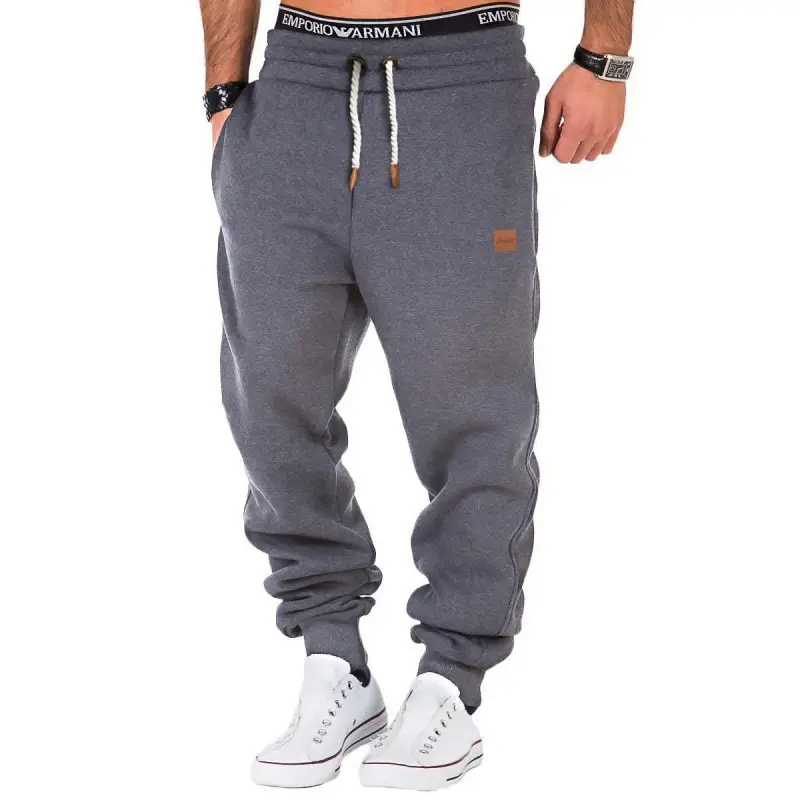 Men Winter Fleece Sweatpants Grey Black Training Leggings - Image 3