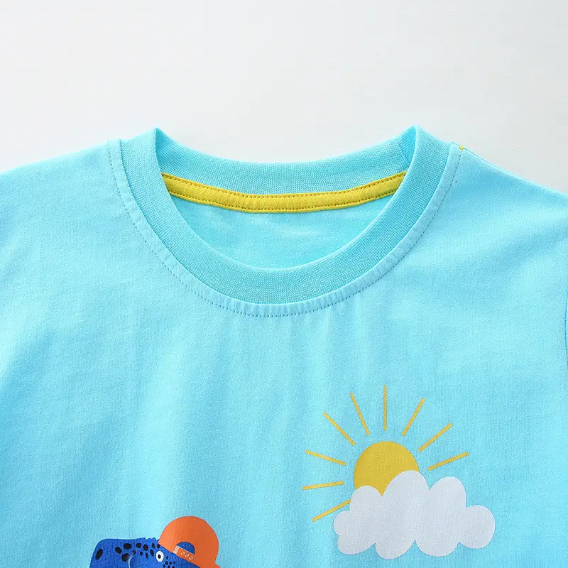 Blue Dinosaur Cartoon Kids T-Shirt Small Medium - Image 4