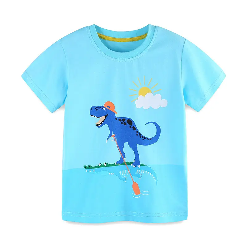 Blue Dinosaur Cartoon Kids T-Shirt Small Medium - Image 6