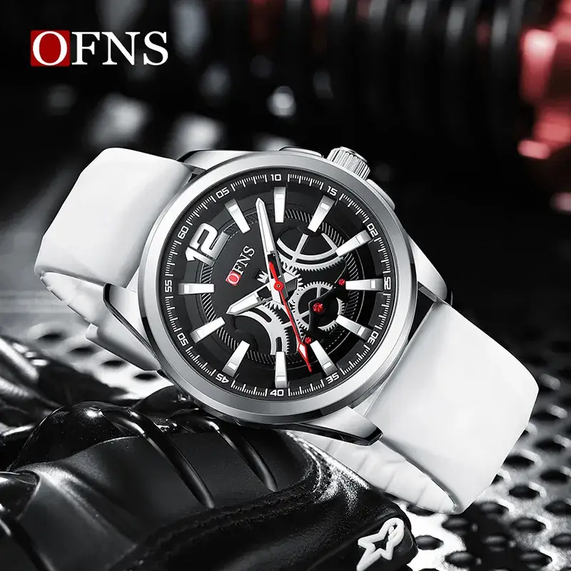 Oufani Men's Waterproof Quartz Watch White Strap - Image 7