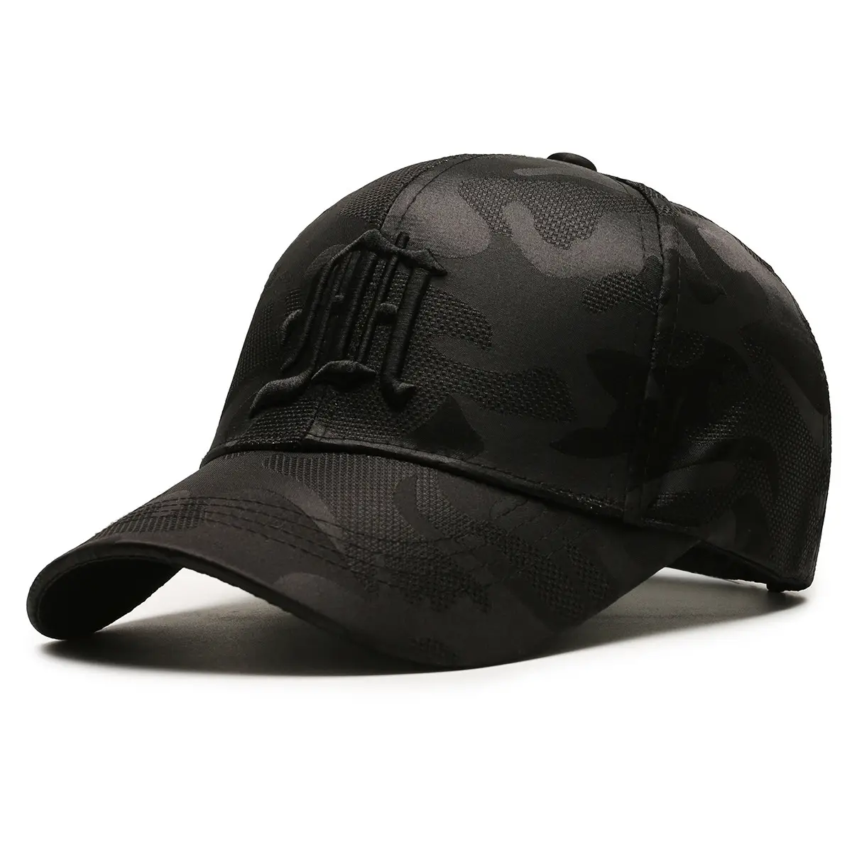 Women's Black Korean-style Baseball Cap with Embroidered Face Design