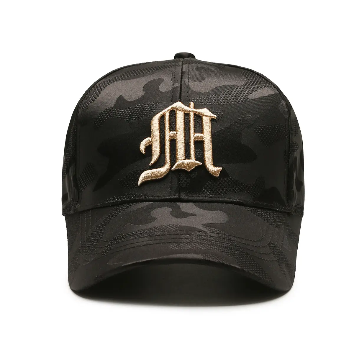 Women's Black Korean-style Baseball Cap with Embroidered Face Design