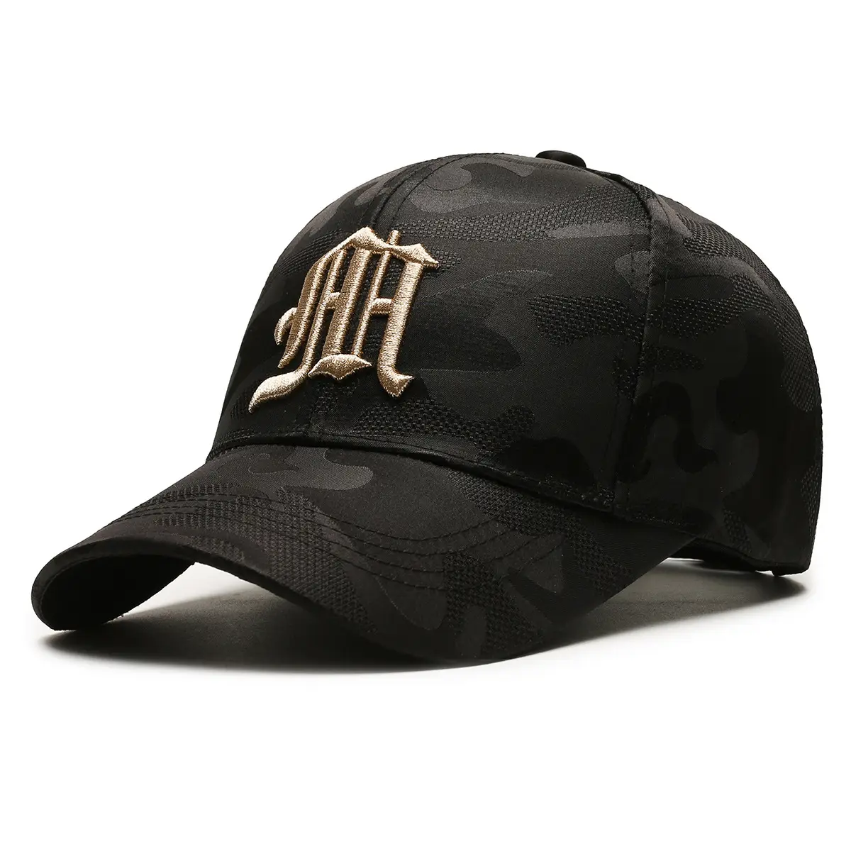 Women's Black Korean-style Baseball Cap with Embroidered Face Design