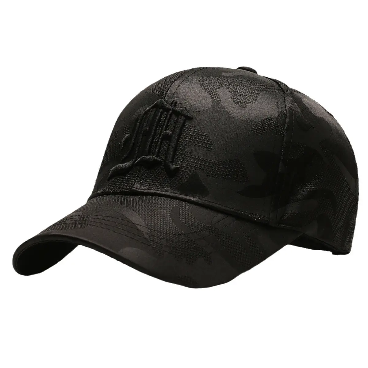 Women's Black Korean-style Baseball Cap with Embroidered Face Design