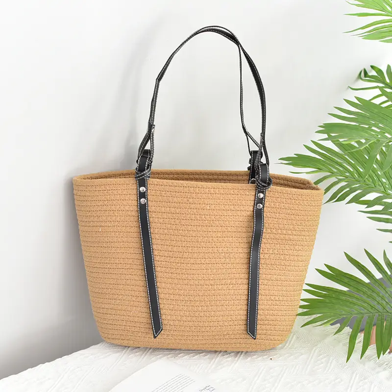 Women Woven Tote Bag Large Capacity Beach Use - Image 7