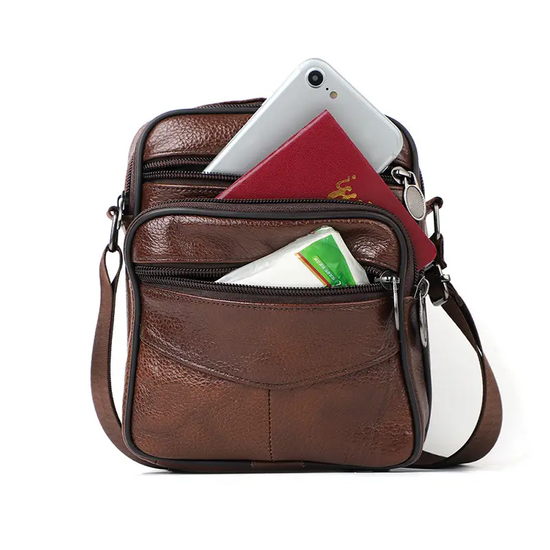 Black Genuine Leather Crossbody Bag for Men - Image 7