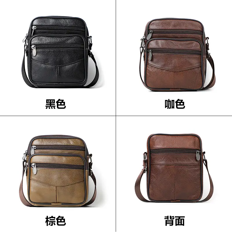 Black Genuine Leather Crossbody Bag for Men - Image 9
