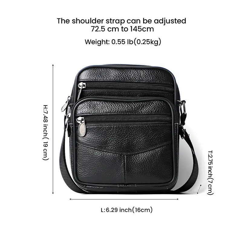 Black Genuine Leather Crossbody Bag for Men - Image 10