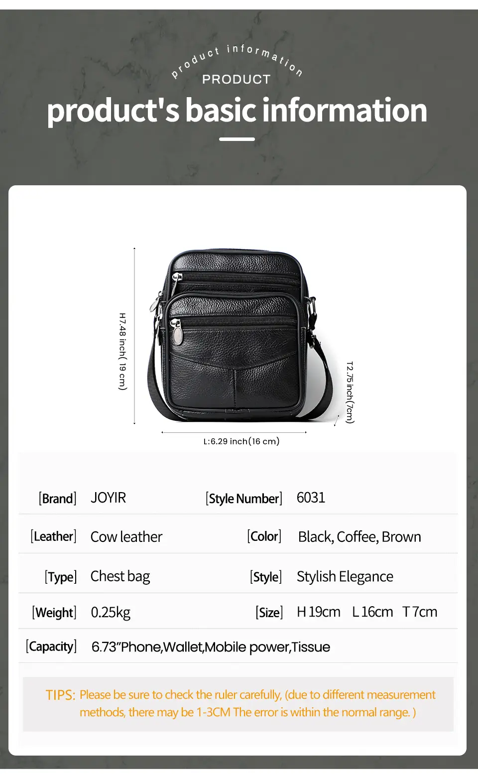 Black Genuine Leather Crossbody Bag for Men — feature 3