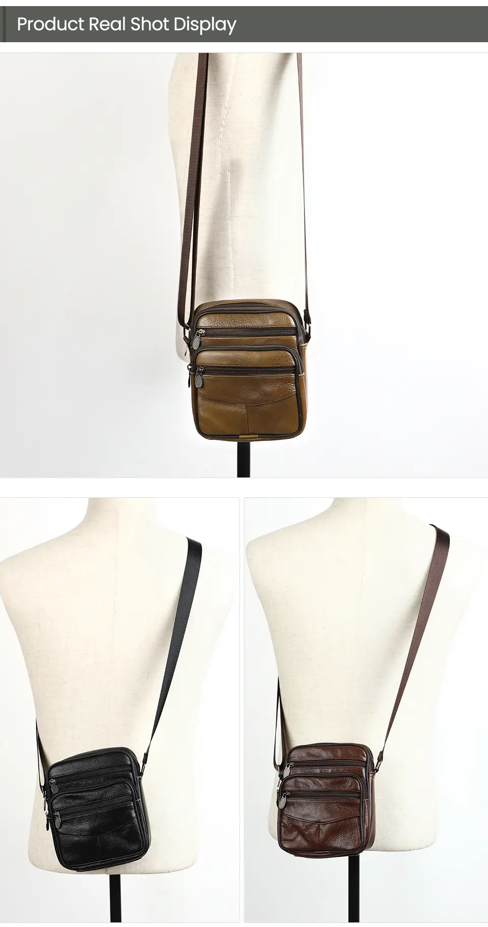 Black Genuine Leather Crossbody Bag for Men — feature 5