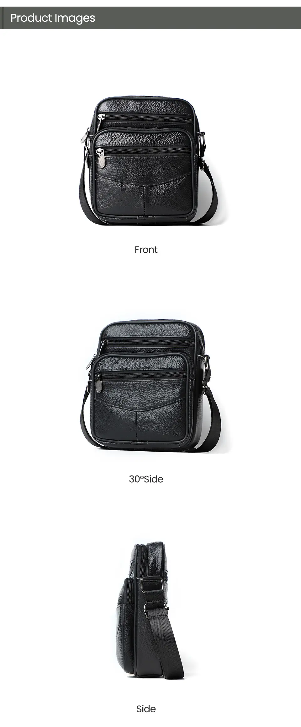 Black Genuine Leather Crossbody Bag for Men — feature 6