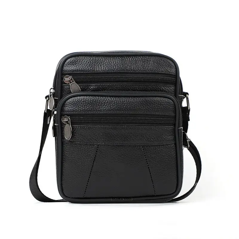 Black Genuine Leather Crossbody Bag for Men - Image 4
