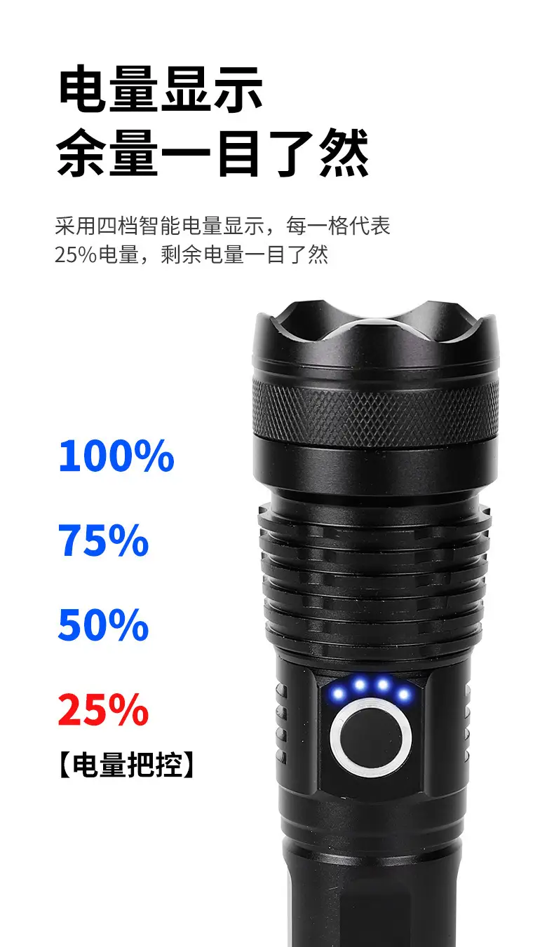 Cross-border P50 Outdoor Rechargeable Flashlight Multi-functional Aluminum β feature 11