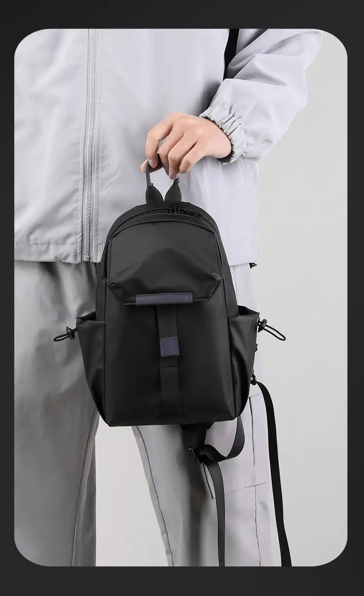 Men's Grey Nylon Shoulder Bag Winter Casual Riding Messenger — feature 17